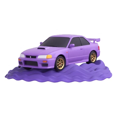 japanese purple wave phonk car drifting sticker