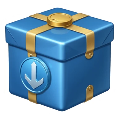 blue coins credit in a package sticker