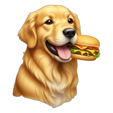 Golden retriever eating a cheeseburger  sticker