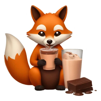 Fox Drinking chocolate milk with a raccoon sticker