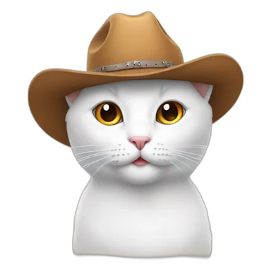white cat wearing a cowboy hat sticker