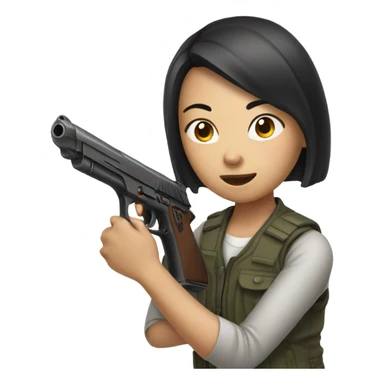 Girl with gun asian sticker
