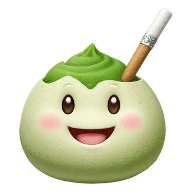 Matcha mochi cute face smoking joint sticker