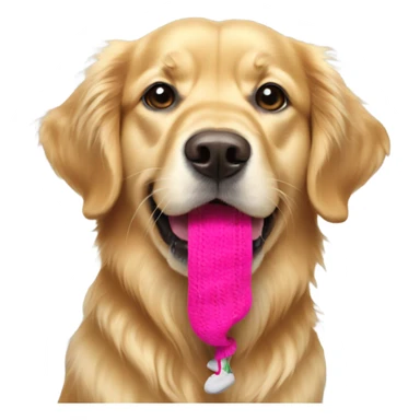 Golden retriever with sock dangling from mouth sticker