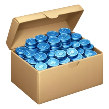 blue coins credit in a package sticker