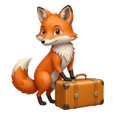 A clever fox gripping a tiny suitcase with its agile tail. sticker