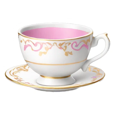 White porcelain teacup with pink and gold details sticker