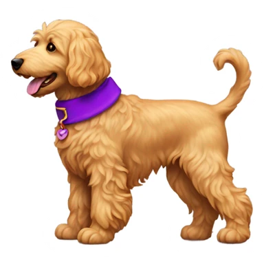 Golden doodle with purple collar raising her back leg sticker