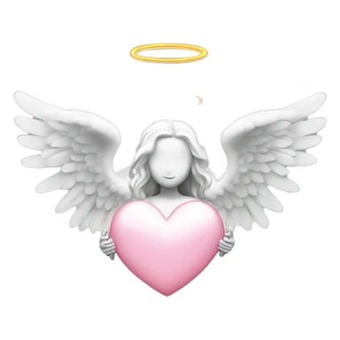 White angel heart with wings and halo sticker
