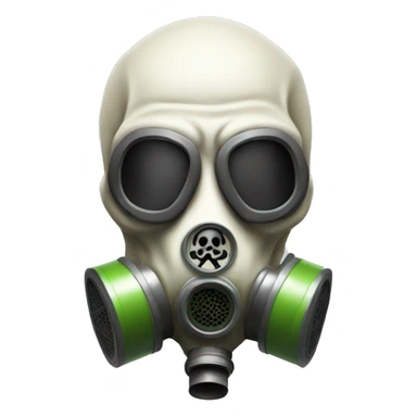 Skull wearing a full face gas mask sticker