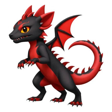Cherry-Red and Jet-Black Fierce Fiery Mohawked Gothic Salandit-Litten-Torracat-hybrid-creature (full body) sticker