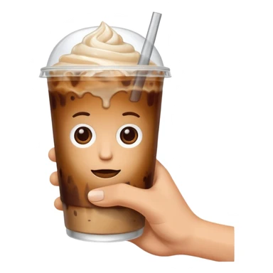 a white hand holding an iced coffee but just the hand and the cup sticker