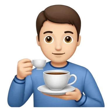 man holding teacup sticker