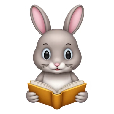 bunny reading book sticker