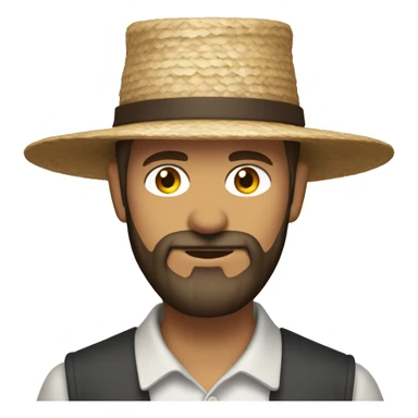 Amish man white with brown straw hat building a building with beard without a mustache with suspenders sticker