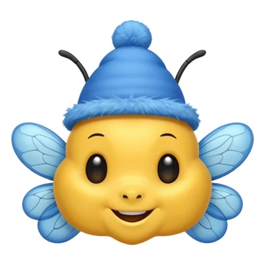 
Bees with blue Birthday Hat, Happy bee with striped party hat sticker