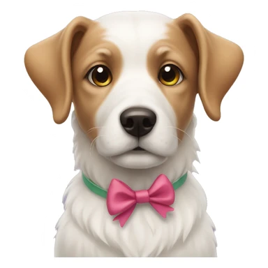white dog with bows sticker