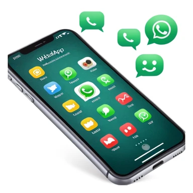 iPhone displaying WhatsApp screen with chat bubbles and a robot emoji as the contact sticker