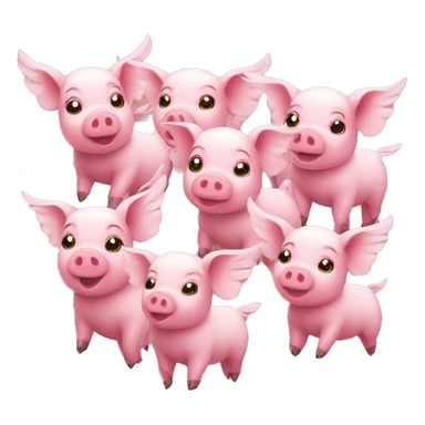 A group of flying piglets with wings sticker
