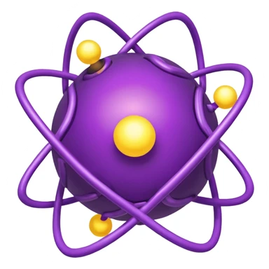 group of purple atoms linked to a central yellow nucleus, shiny effect sticker