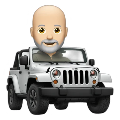 white bald man with beard riding grey Jeep jk sticker