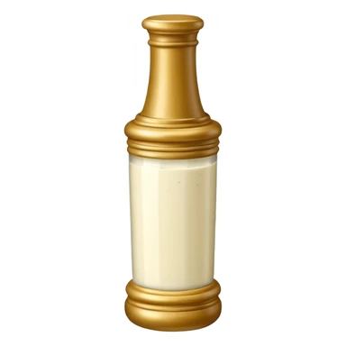 Creamy salad dressing in a bottle shaped like a roman column sticker