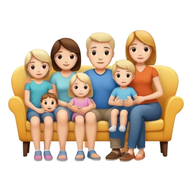 white family with parents and children sitting in a cool relaxed pose sticker