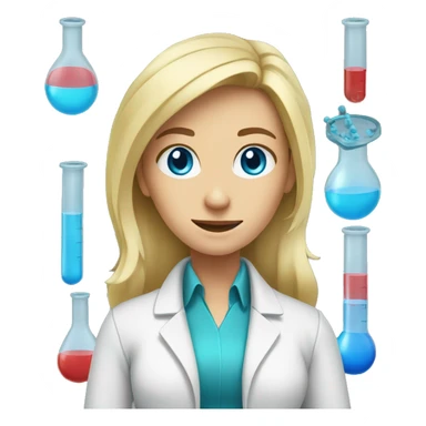 Blonde Female chemist scientist wit blue eyes and long hair  sticker
