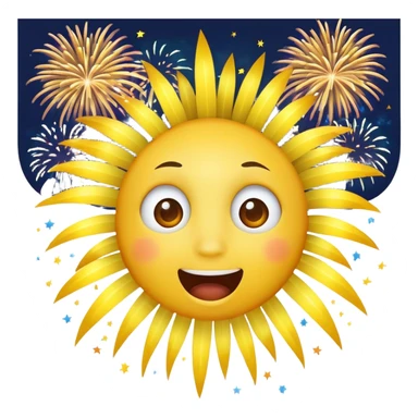 yellow face looking up at fireworks, excited expression sticker