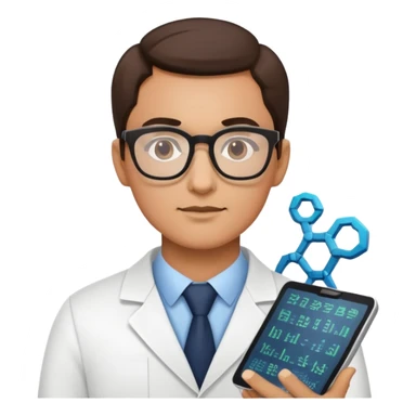 data scientist with glasses analyzing information sticker