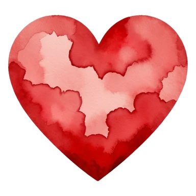 minimalist watercolor heart icon, monochromatic red washes, soft bleeding edges, on textured white paper, serene and emotional, perfect for app icon, transparent background, flat lay --style raw --stylize 150 sticker