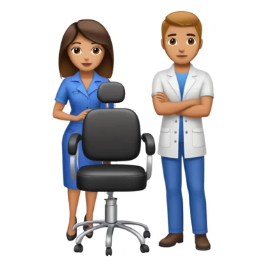 Hispanic hairstylist standing behind stylist chair sticker