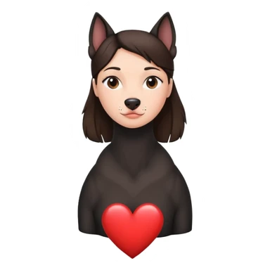 Brunette with a heart in the shape of a big black amstaff dog sticker