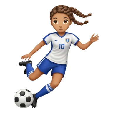 Mixed girl with braid playing soccer sticker