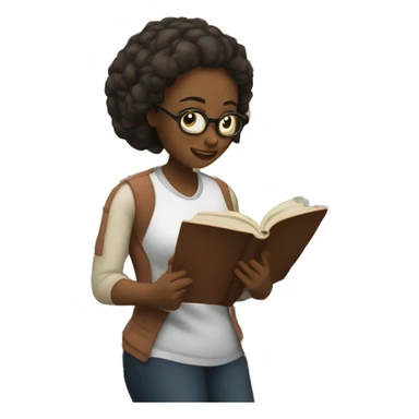 Woman reading books in library  sticker