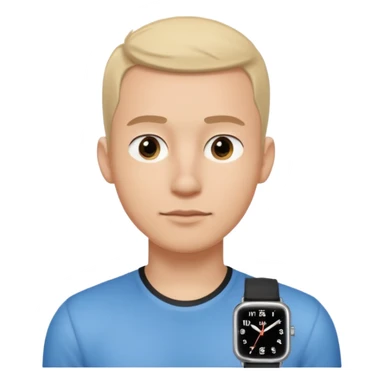 man wearing a black strap watch portrait, head and shoulders only, long face shape, sharp nose, calm expression, black strap watch on wrist, 3D cartoon, mobile game icon style, clean background, no text, no watermark
 sticker