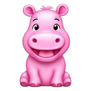 cute pink hippo with a smile sticker