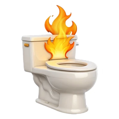 A smiling, happy toilet with fire coming from its bowl sticker