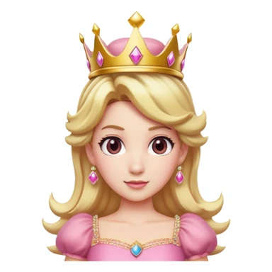Princess Peach from Mario games with blonde hair, pink dress, crown sticker
