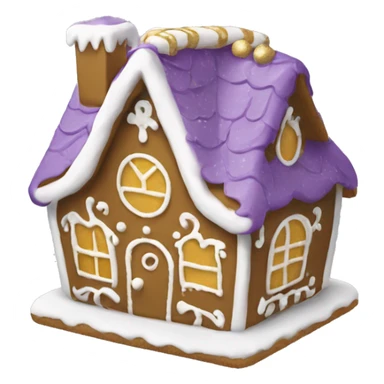 Purple and white and gold gingerbread house sticker