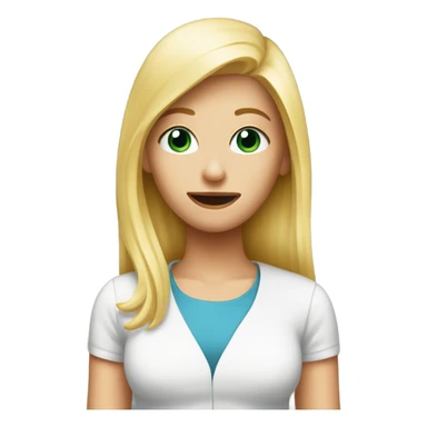 Blonde girl taking a huge pill sticker