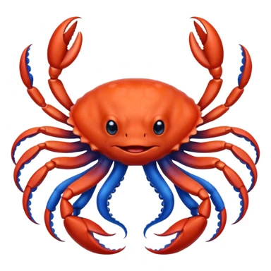 a red crab with two claws and a blue octopus are friends sticker