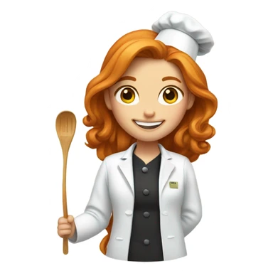 ginger long hair girl chef emoji sticker