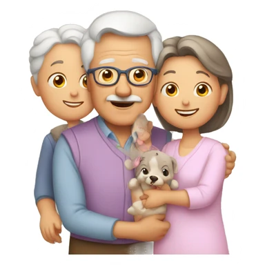 grandpa and grandma and grandchild sticker