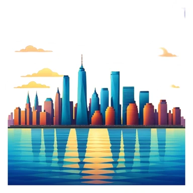 sunset east river city skyline sticker