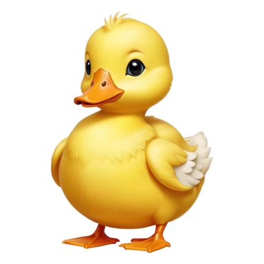 Cinematic Noble Yellow Baby Duck Portrait Emoji, Poised and regal, with a tiny, delicate build and a vibrant, well-groomed bright yellow downy coat, deep-set soulful bright eyes, Simplified yet sharp and sophisticated features, highly detailed, glowing with a soft, dignified glow, high shine, intelligent and charming, stylized with an air of youthful elegance, focused and attentive, soft glowing outline, capturing the essence of a watchful and confident little duckling, so majestic it feels as though it could peep out of the screen with effortless authority! sticker