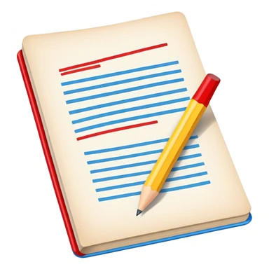 Vintage comic book emoji: an open comic book with classic panels, bold lines, and vibrant colors like red, yellow, and blue. A pencil writes text on the page, symbolizing the creation of the story. Transparent background, evoking the classic feel of old-school comics. sticker