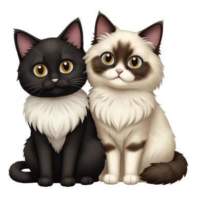 A ragdoll cat and a black cat together sticker
