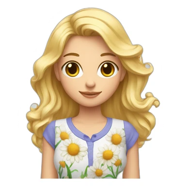 Une amie avec des cheveux blonds et une chemise avec des fleurs sticker