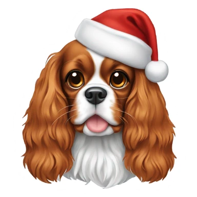 Cavalier King Charles spaniel wearing a Santa hat  sticker